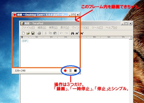 窓録 ～DesktopCam～は非常にシンプルな録画ソフト