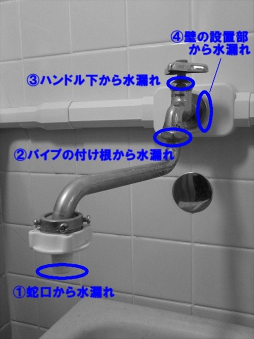 水漏れの場所の違いで修理方法が異なります